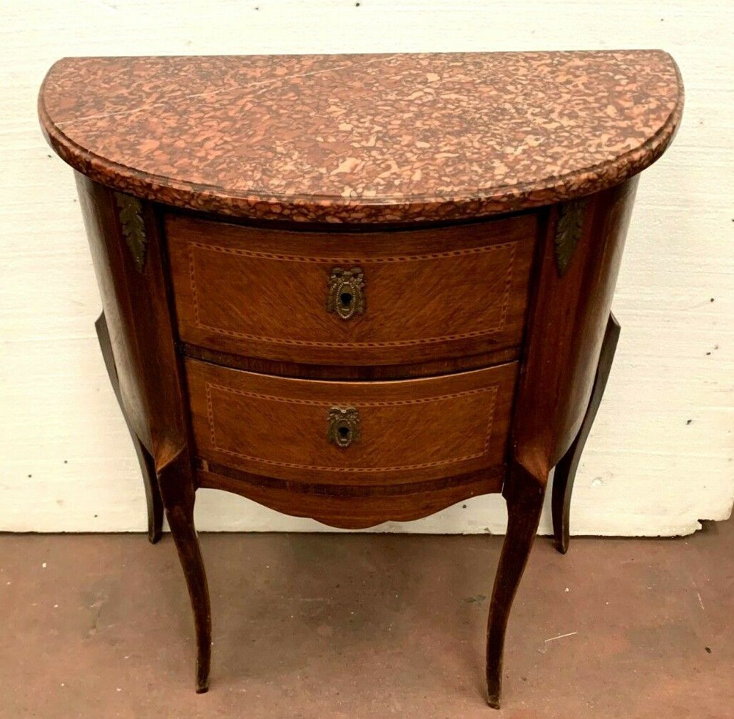 Louis XV style half-moon chest of drawers in XX century marquetry