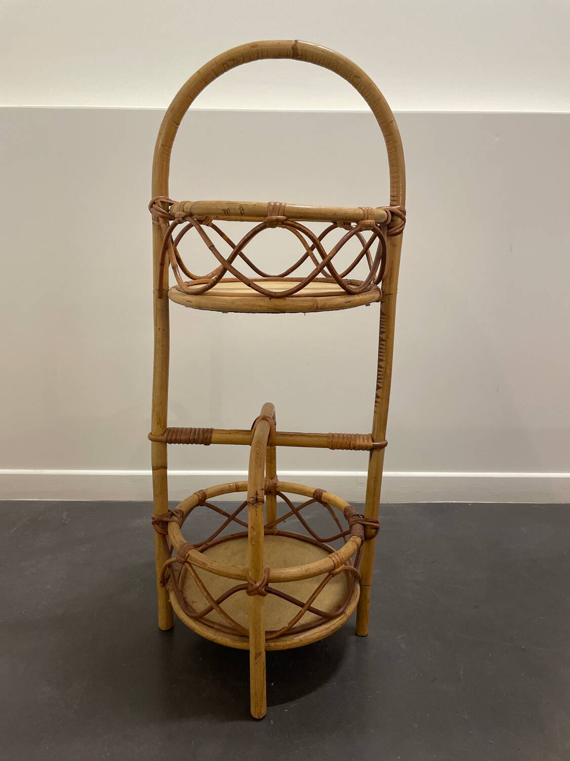 Vintage bamboo rattan server, 1950s