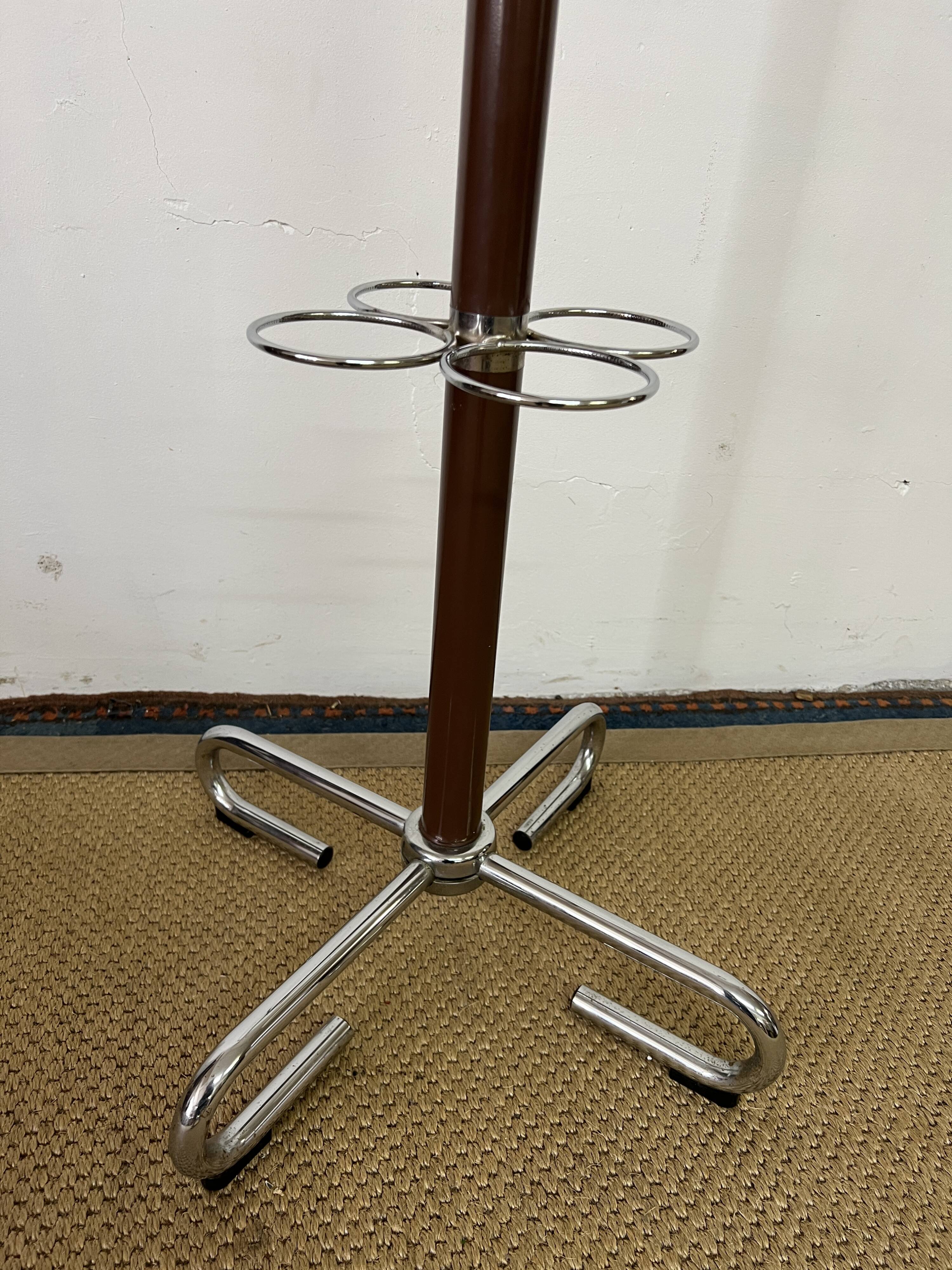 Industrial coat rack in chrome metal