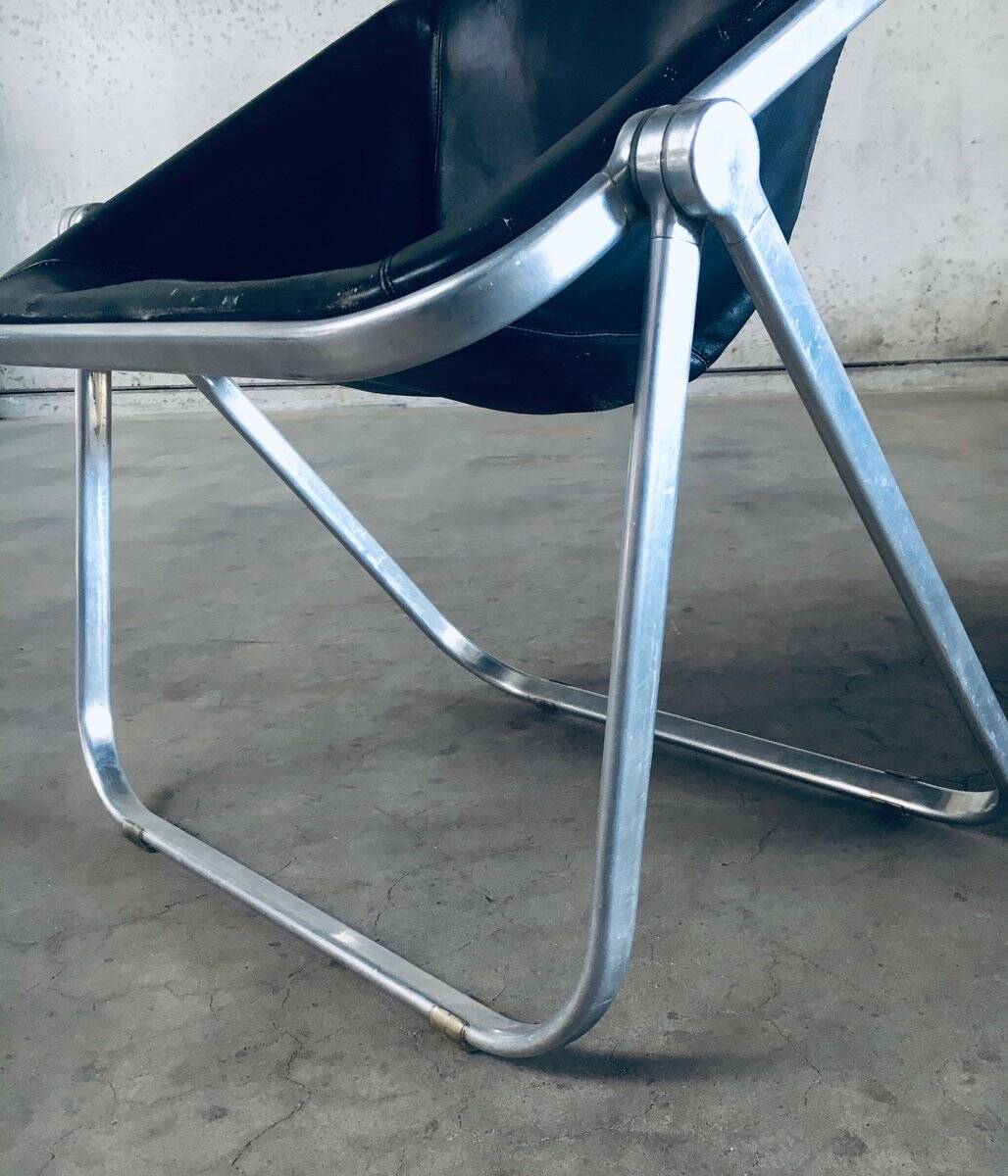 Plona Leather Side Chair by Giancarlo Piretti for Castelli, 1970s