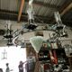Large, heavy wrought iron and glass chandelier, circa 1980/90