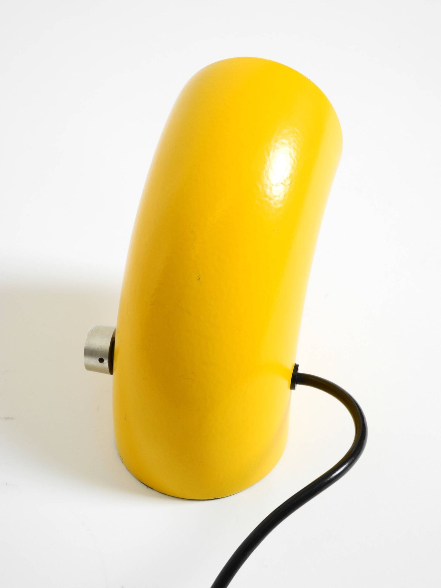 Very rare original Space Age 60s yellow table lamp made of iron by Temde