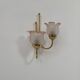 Vintage wall light, brass and frosted pink moulded glass, France, 1980.