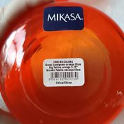 2 large vintage orange glass tealight holders, France, Mikasa mouth-blown