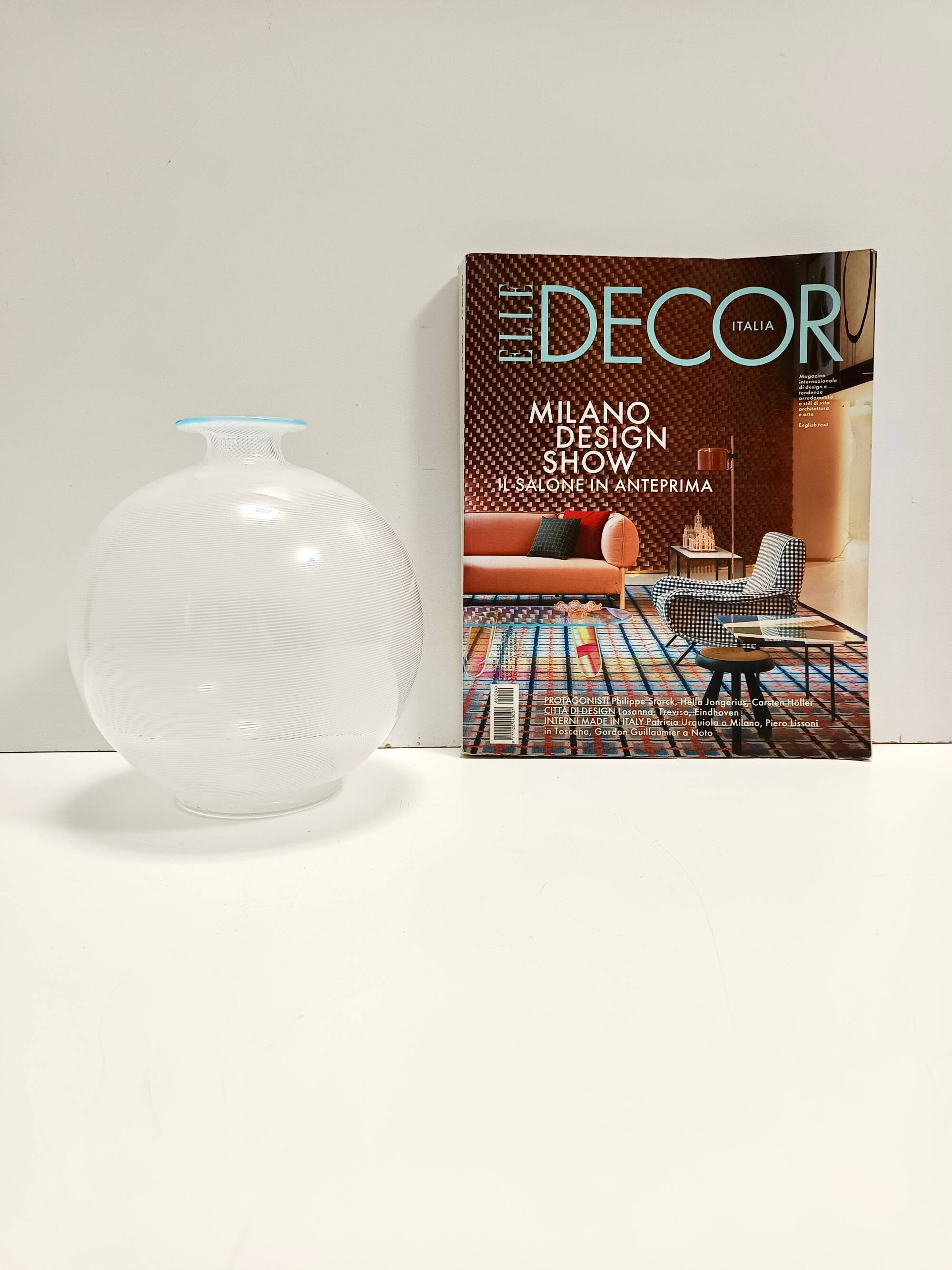 Murano Glass Vase by Ercole Barovier for Barovier & Toso with White Canes,