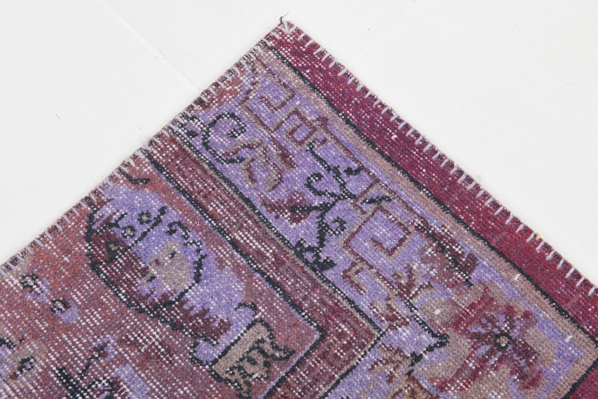 Purple tones vintage patchwork rug 304x215cm