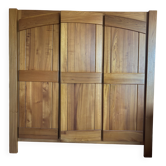Brutalist wardrobe made of solid elm from Maison Regain, vintage 1970.