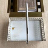 White perforated metal table basket