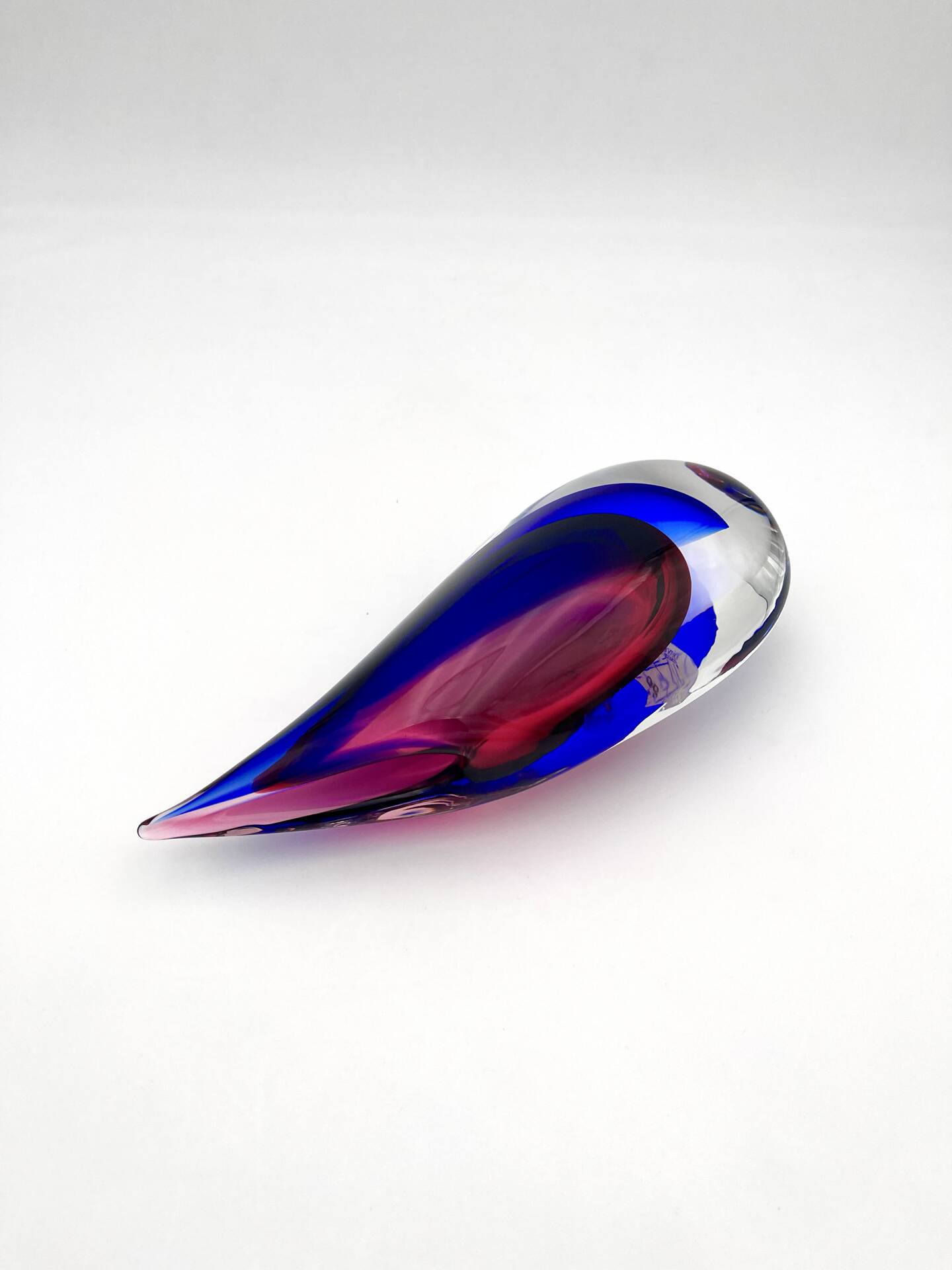 Vase Luigi Onesto Oball Sommerso Flame Blue Magenta 25cm 1.78kg Label