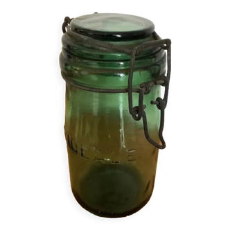 Old green glass jar l'Idéal 1/2 liter (4)