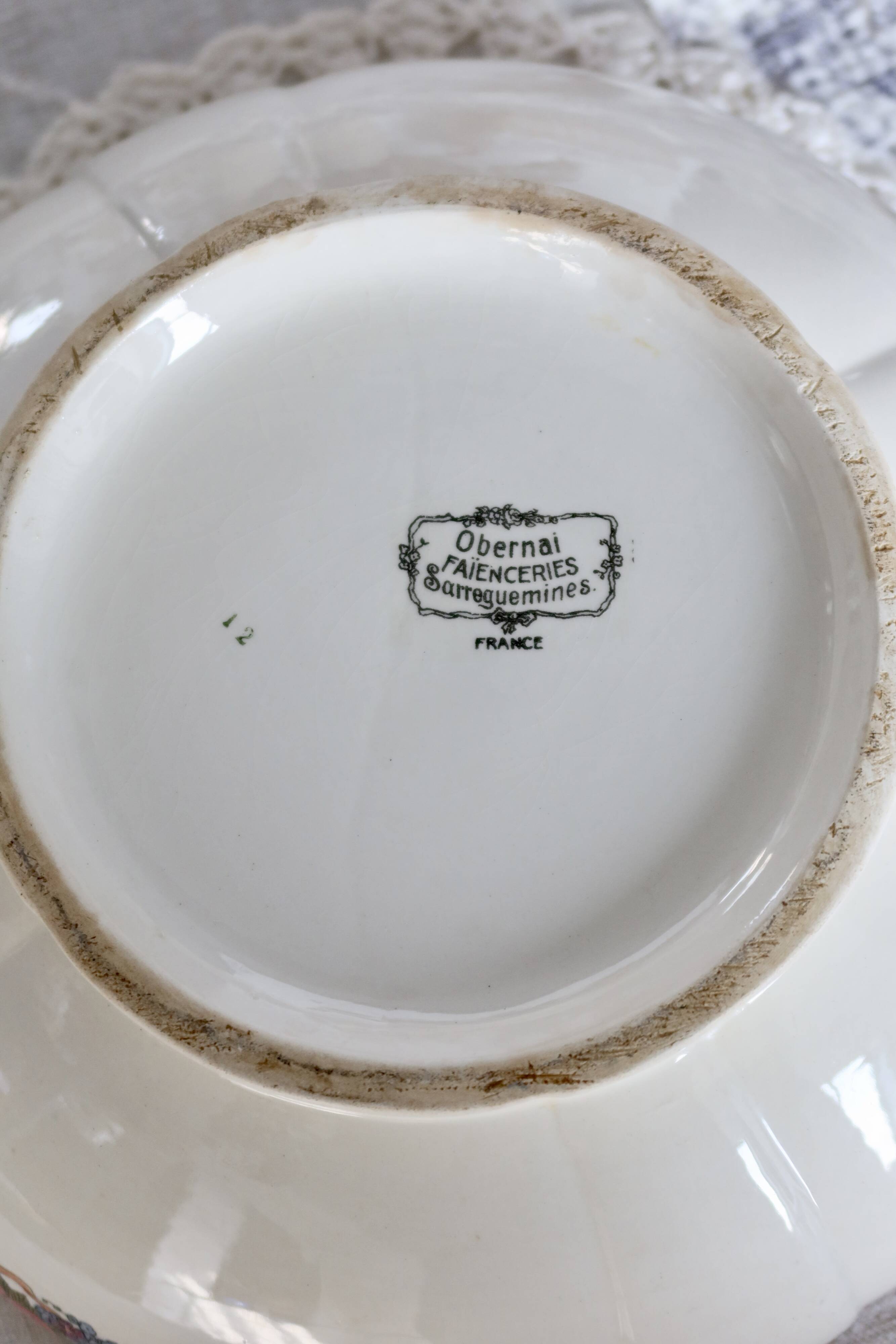 Vintage Sarreguemines earthenware salad bowl - Obernai decor