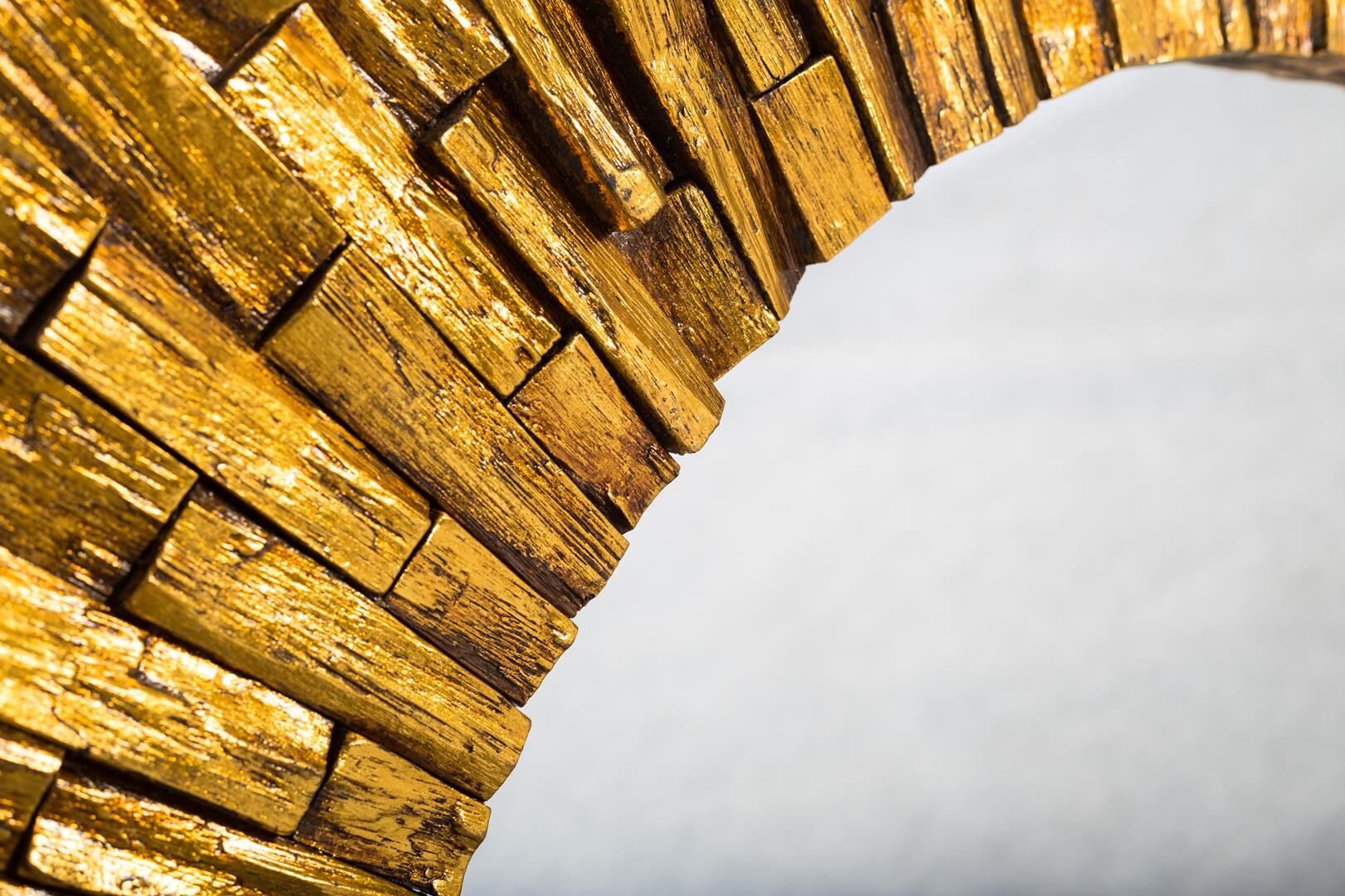 Golden wood mirror 140x140cm