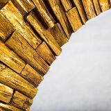 Golden wood mirror 140x140cm