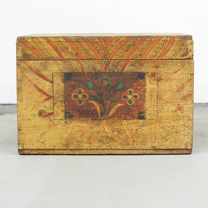 Antique Folk Art Painted bridal chest