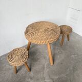 Paire de tabourets et table basse
