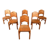 Vintage pine wood dining chairs - 1970s