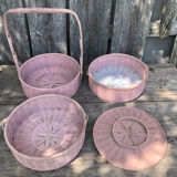 Old vintage pink rattan worker basket