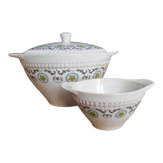 Souptureen and its vintage bowl unsigned