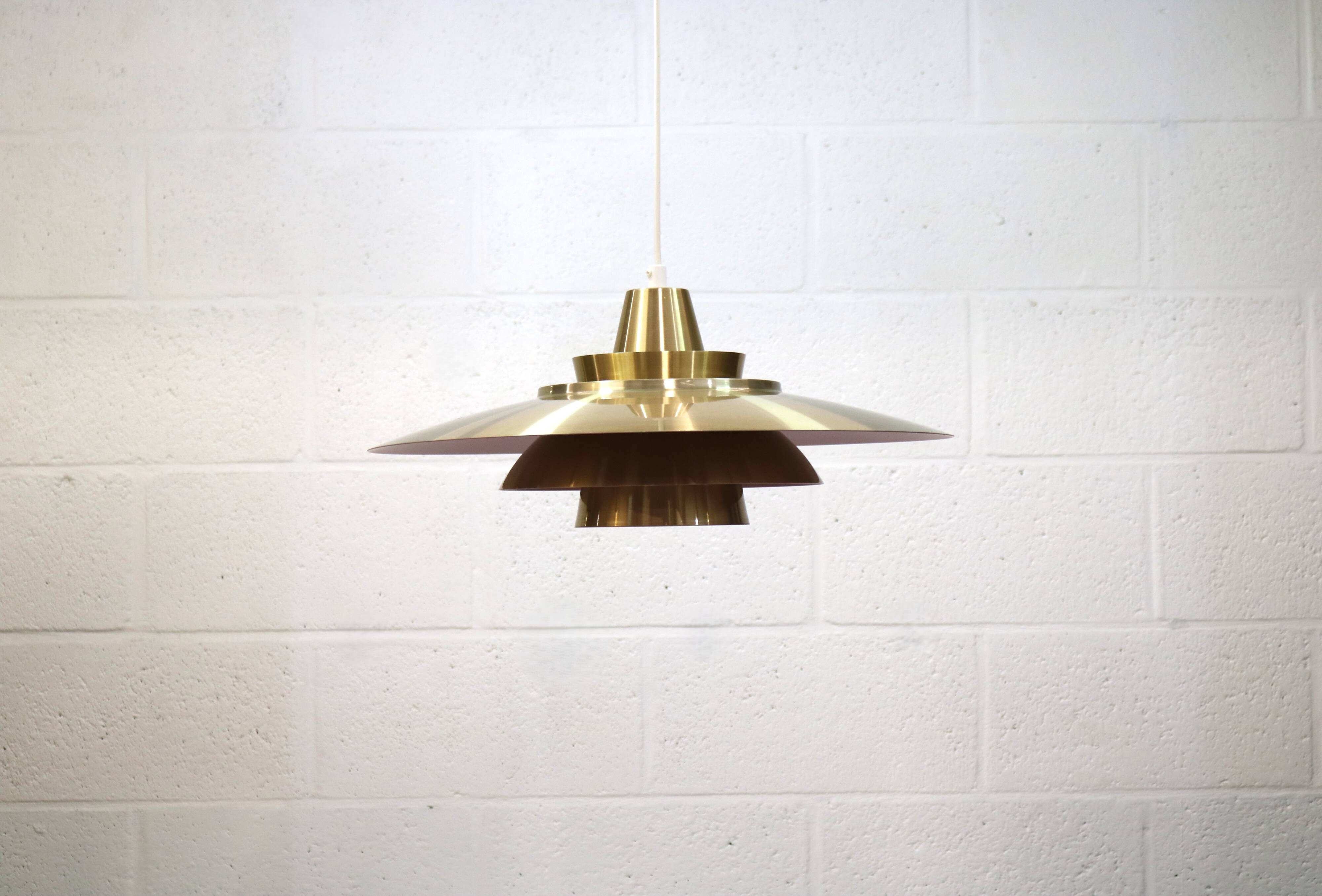 Rare David Mogensen Golden Pendant Lamp for Super Light : 1970s Scandinavia