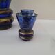 Carafe et 5 verres bleu cobalt décor or
années 1950