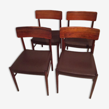 Set of 4 Scandinavian chairs in rosewood