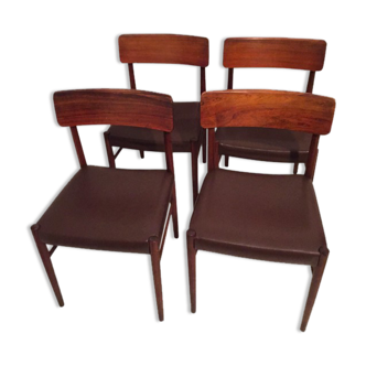 Set of 4 Scandinavian chairs in rosewood