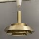 Lampe à suspension en métal VEB couleur laiton et blanc années 1960