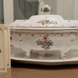 Tureen and platter signed Bondil in Moustiers, Provençal art earthenware