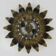 Sun ceiling lamp, double light gilded metal foliage, year 70