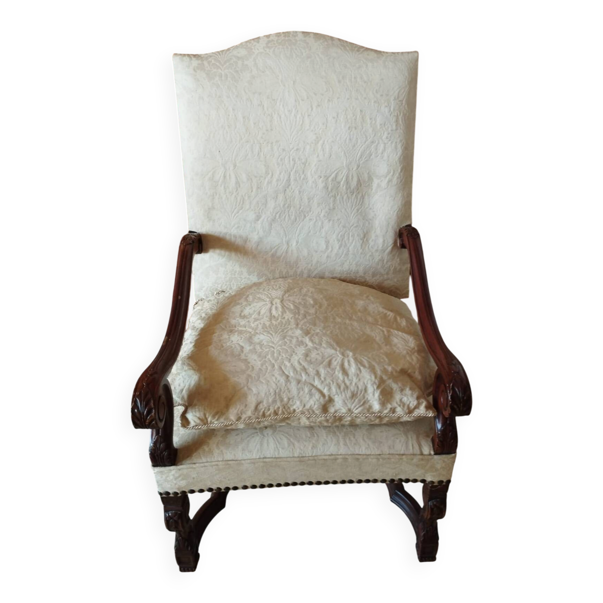 Wood and fabric armchair in Louis XIV style (or High Period style)