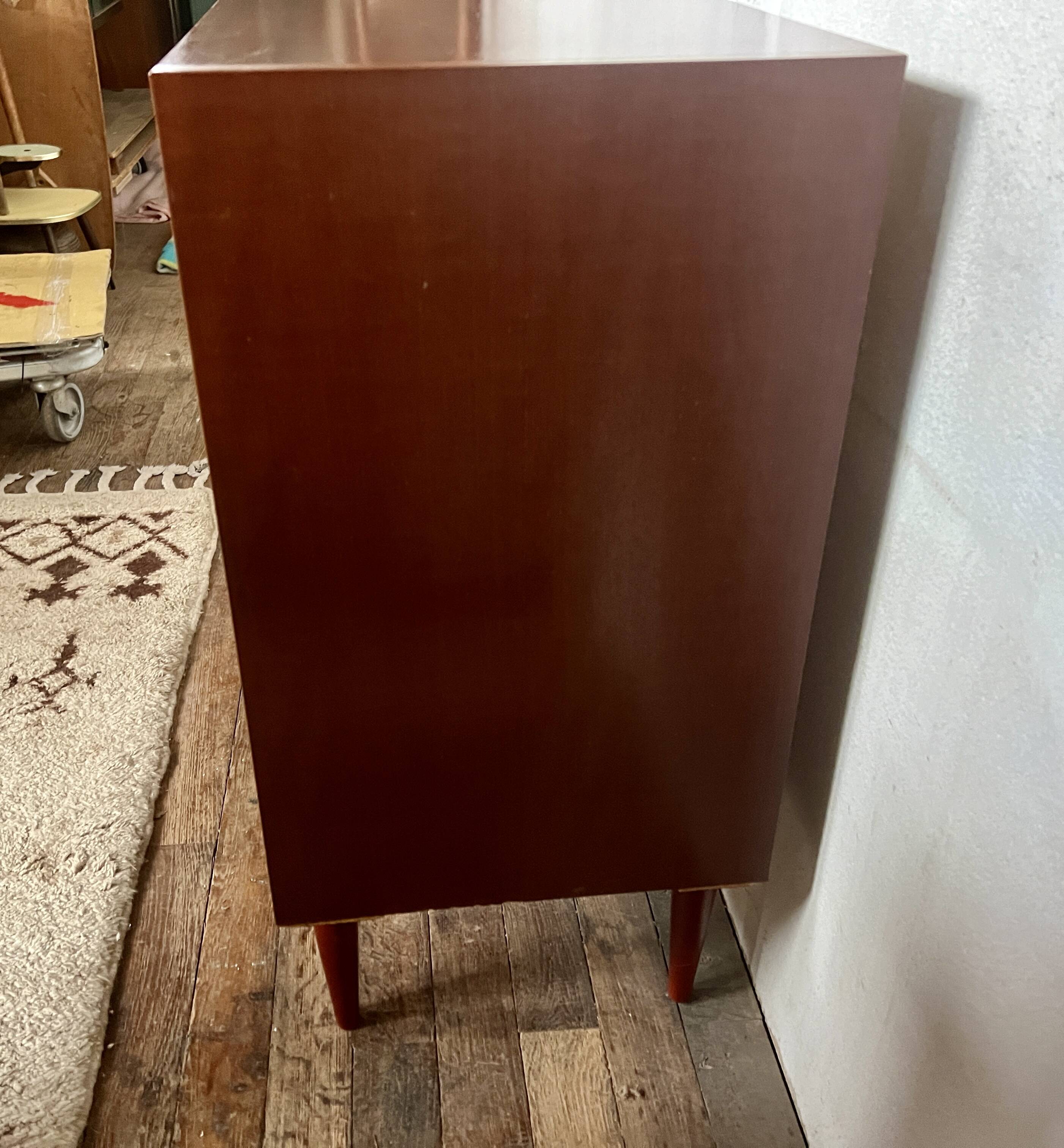 Vintage chest of drawers with spindle legs 1960