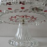 Vintage glass cake display pattern hearts