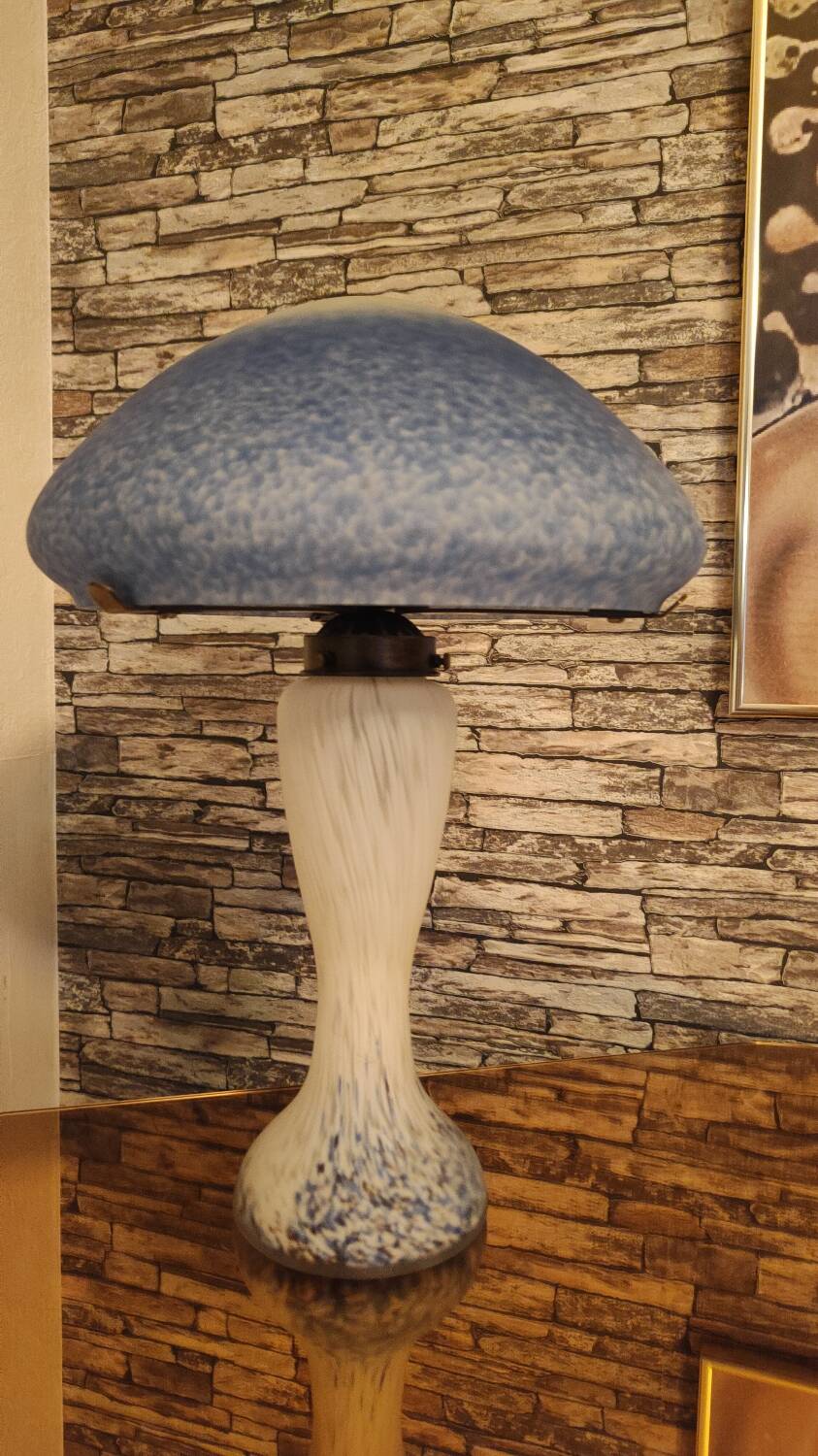 Mushroom lamp 1990 white and blue