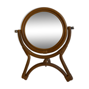 miroir à poser en rotin