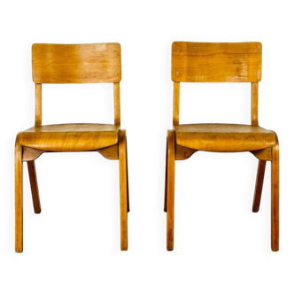 2 vintage school chairs from the 1960s