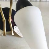 Appliques moderniste double feux métal doré et opaline - années 50/60