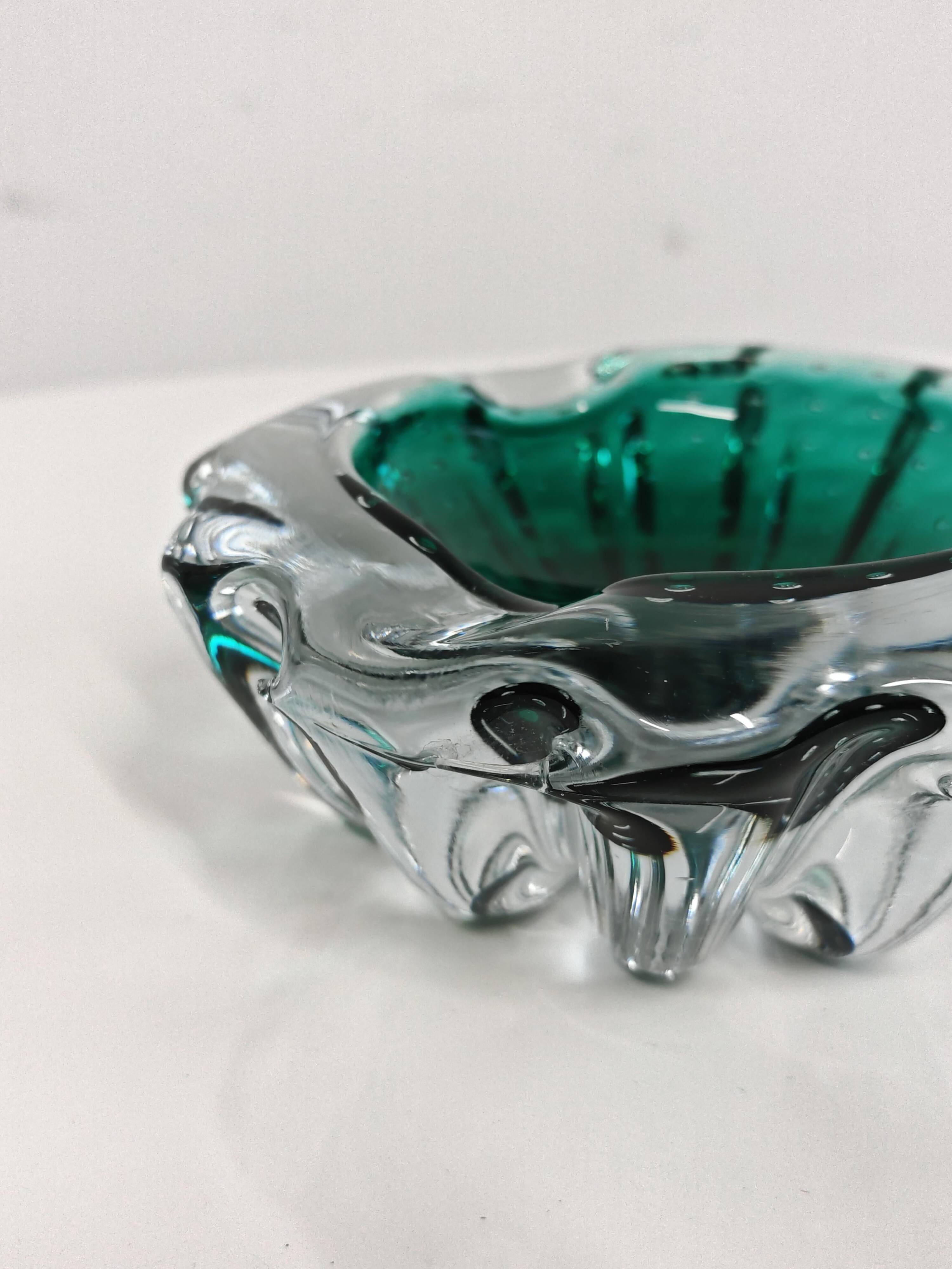 Murano glass ashtray Mid Century Modern with controlled bubbles