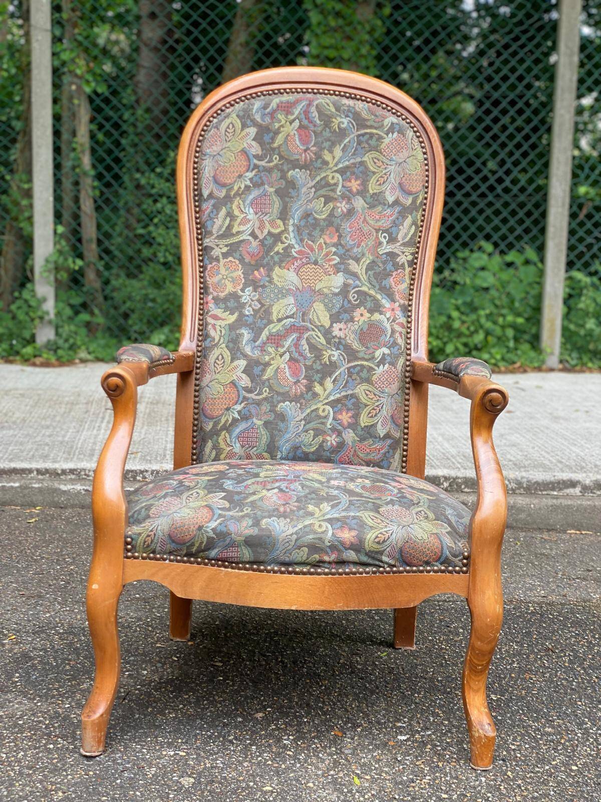 Voltaire armchair Louis Philippe in solid wood and fabric