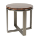 Art-deco style side table in palm wood and steel base
