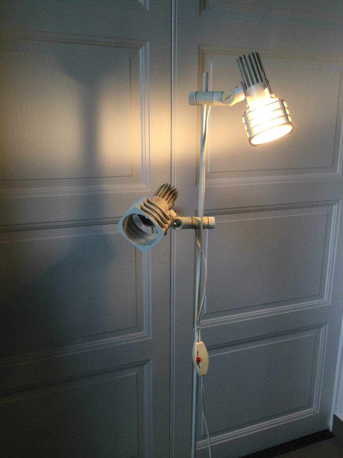 70s/80s parquet floor lamp with 2 spotlights