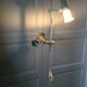 70s/80s parquet floor lamp with 2 spotlights