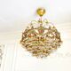Lustre vintage exceptionnel en cristal style Murano orange, laiton, 5
