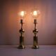 Paire de lampes de table en laiton brillant - Hollywood Regency - Odreco. Danemark années 1960.