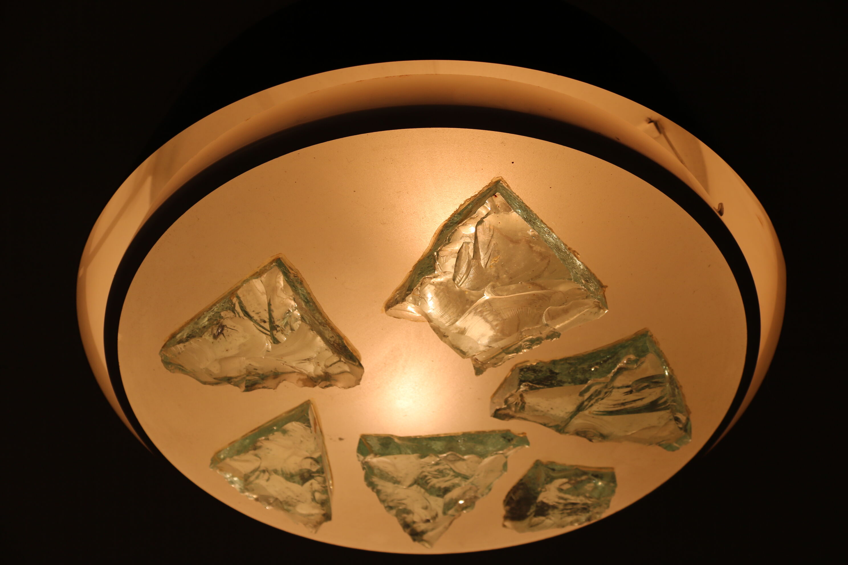 1950s ceiling light with glass made by Raak in the Netherlands