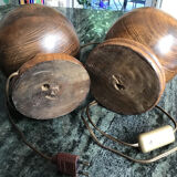 Pair of solid wood ball lamp bases