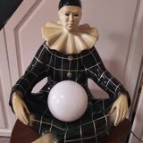 Large vintage Pierrot bedside lamp or table lamp from the 50s/60s 1950s with black tiles