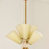 Chandelier Kamenický Šenov – Czechoslovakia, 1950s, brass and glass