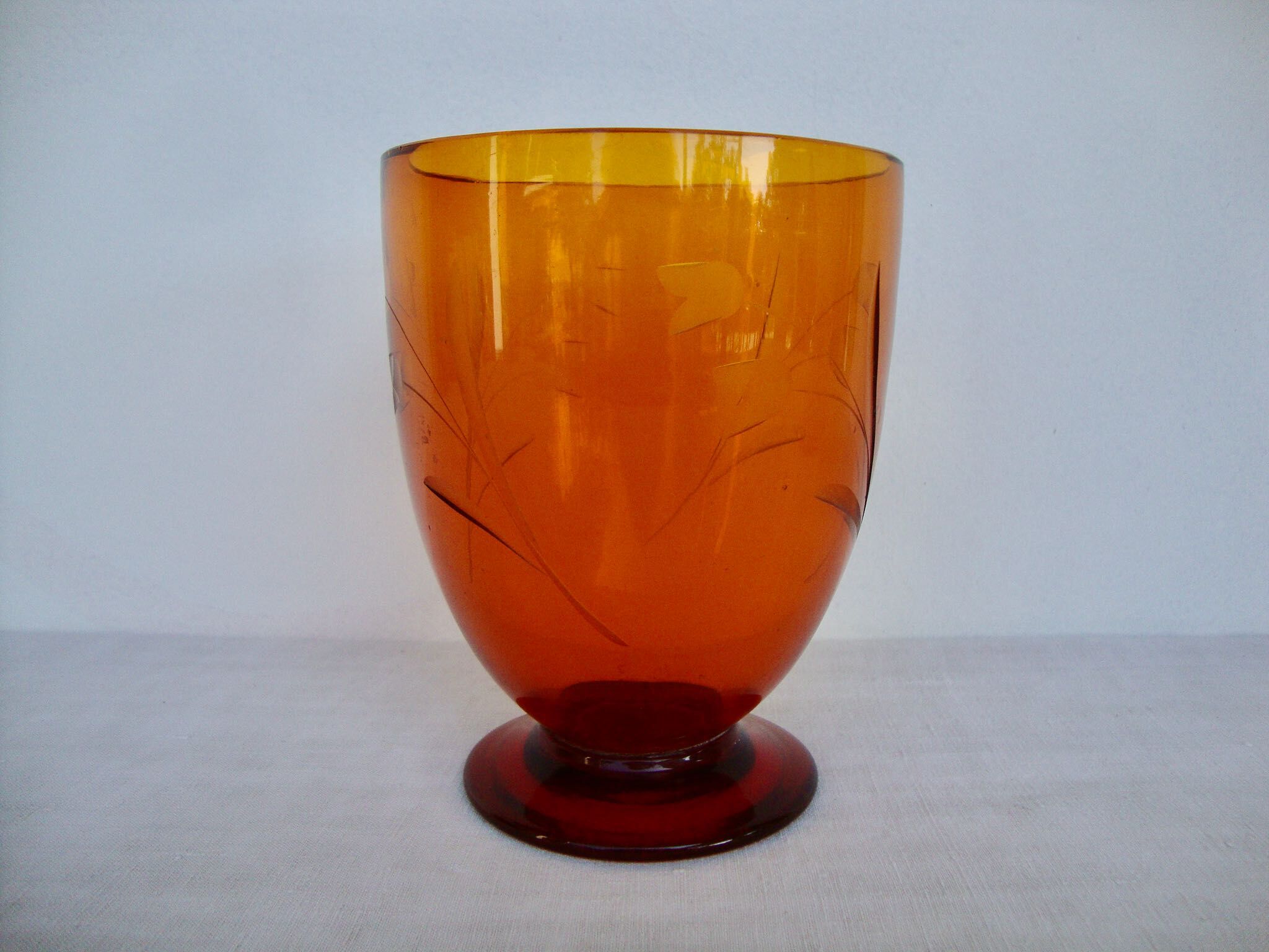 Blown and chiseled crystal vase