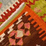 4x8 Multicolor Geometric Style Kilim Rug, 129x255 Antique Decor