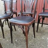 Set of 6 vintage black leatherette bistro chairs